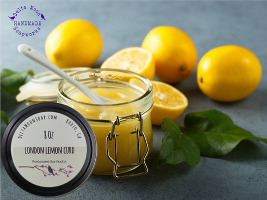 London Lemon Curd 8  Ounce Soy Candle, Ready to ship
