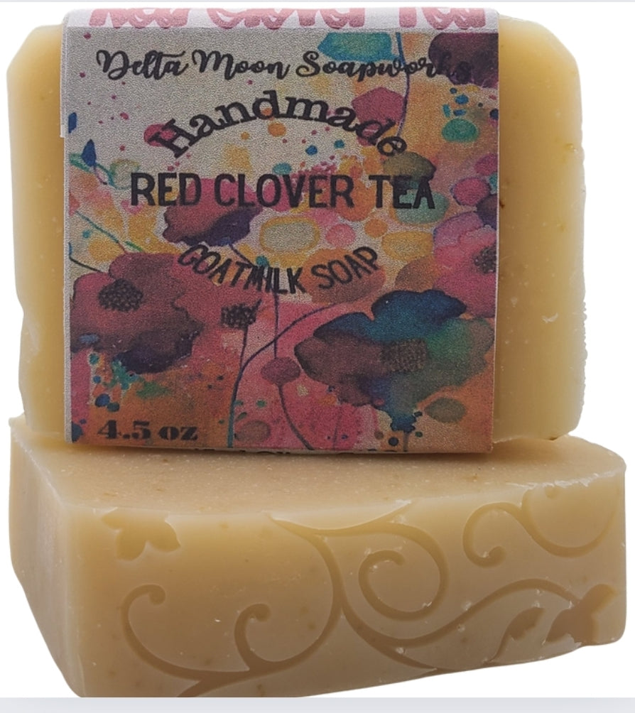 Red Clover Tea Goat Milk Soap with Oatmeal, Ready to ship