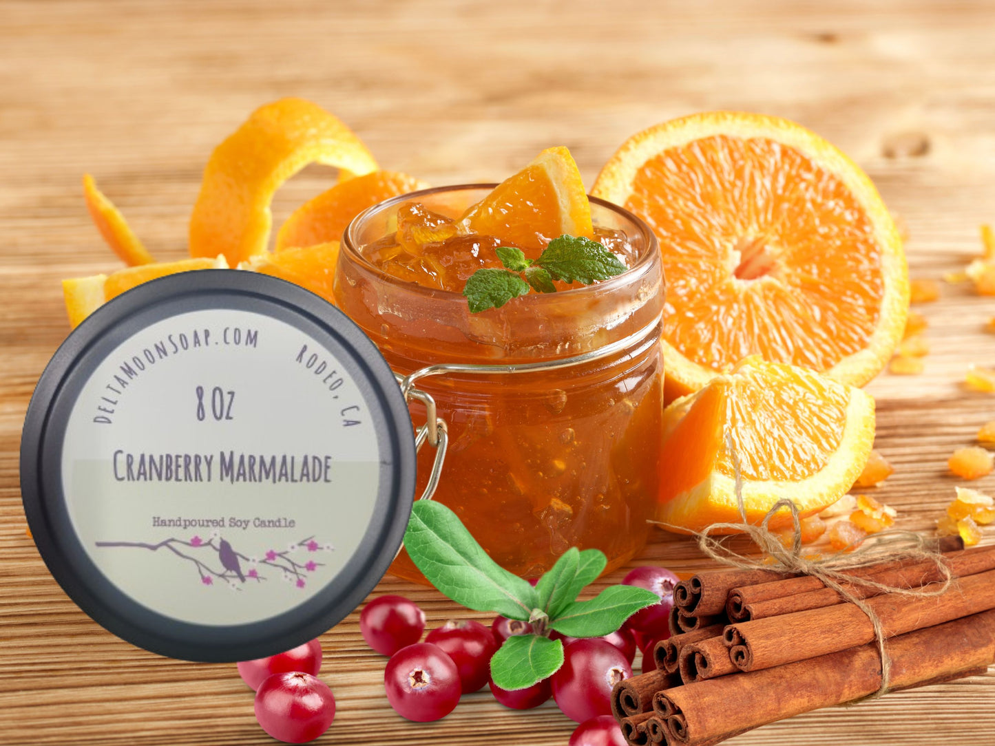 Cranberry Marmalade 8 Ounce Soy Candle, Ready to ship