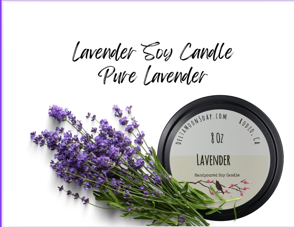 Lavender 8 Ounce Soy Candle, Ready to ship