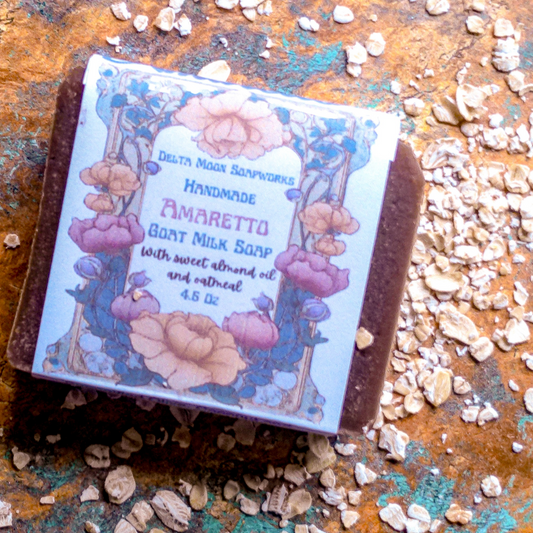 Amaretto Goat Milk Soap, sweet almond oil and oatmeal