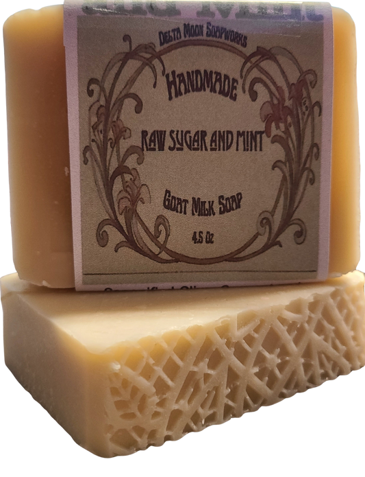 Raw Sugar and Mint Goat Milk Soap, ready to ship