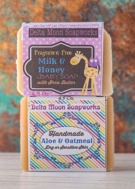 Pair of unscented goat milk soaps, Milk and Honey, Baby Soap, Goat Milk Soap, Fragrance free