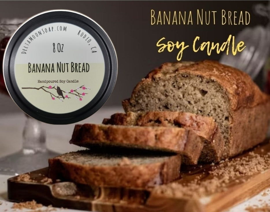 Banana Nut Bread  8  Ounce Soy Candle, Ready to ship