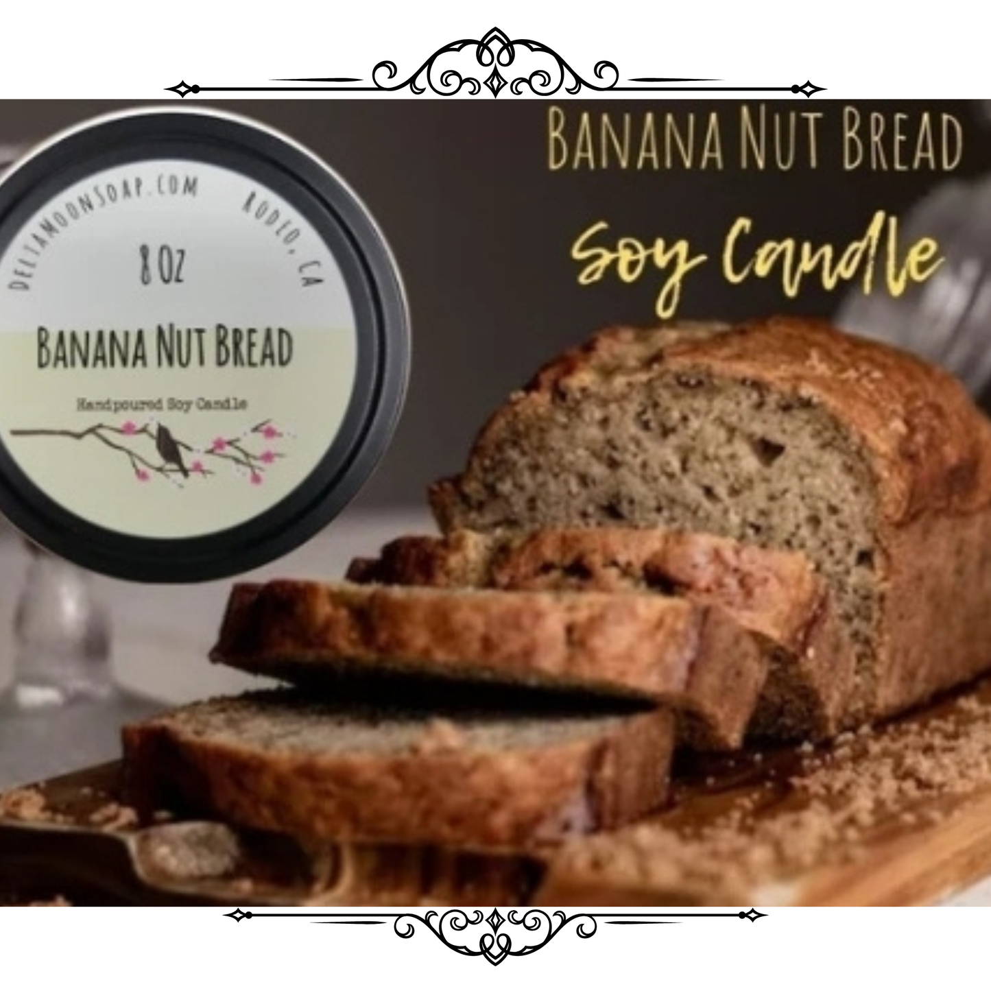 Banana Nut Bread  8  Ounce Soy Candle, Ready to ship