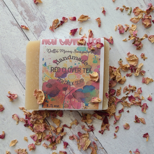 Red Clover Tea Goat Milk Soap with Oatmeal, Ready to ship